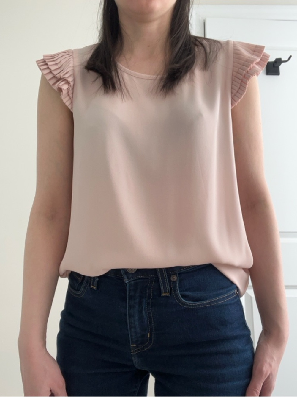 Reitmans Blush Pink Pleated Cap Sleeve Blouse